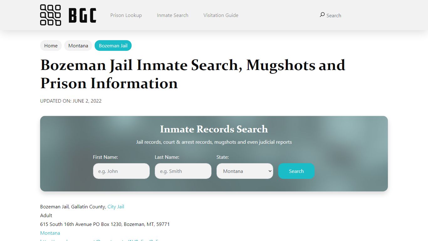 Bozeman Jail Inmate Search, Mugshots, Visitation, Phone no ...